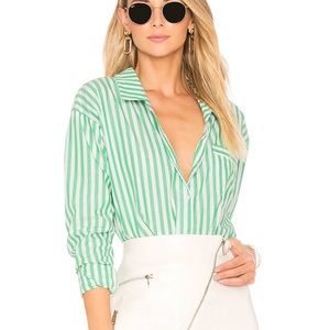 By the way. Kelly striped button up in green stripe